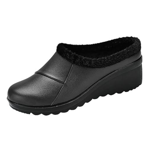 cfpqv Hausschuhe Damen Plüsch Geschlossene Pantoletten Gefüttert Winterschuhe Pantoffeln Slippers Warme Slide Hausschuhepantoffeln Lederschuhe Walking Schuhe Gartenschuhe Für Drinnen & Draußen von cfpqv