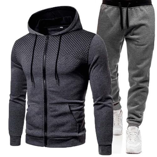 cfpqv Herren Frühling Winter Einfarbig Anzug Langarm Kapuzenoberteil Und Hose Anzug Warm Kapuzenpullover Sporthose Set Anzug Regenstoff (O, M) von cfpqv