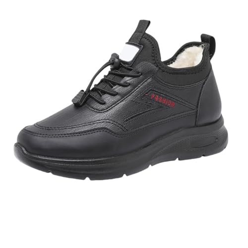 cfpqv Lederschuhe Damen Gefüttert - Winterschuhe Winterboots Low Top Halbschuhe Sneaker Rutschfest Wanderschuhe Trekkingschuhe Arbeitsschuhe Winterstiefel Thermoschuhe Kurzstiefel Warm Winter Boots von cfpqv