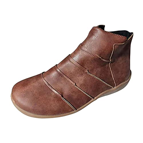cfpqv Lederstiefel Damen Kurzstiefel High Top Sneaker Kunstleder Stiefeletten Wanderschuhe Schlupfstiefel Freizeitschuhe Arbeitsschuhe Flache Ankle Boots Halbstiefel Arbeitsstiefel Reitstiefel von cfpqv