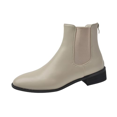 cfpqv Lederstiefel Damen Kurzstiefel Motorrad Biker Stiefeletten Schlupfstiefel Damenstiefel Cowboystiefel Kunstleder Westernstiefel Herbst Winter Ankle Boots Reitstiefel Halbstiefel Arbeitsschuhe von cfpqv