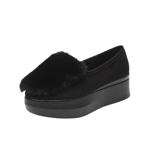 cfpqv Loafer Damen Gefüttert Winterschuhe Slip On Schuhe Warm Halbschuhe Freizeitschuhe Herbst Winter Boots Flache Hauschuhe Schlupfschuhe Damenschuhe Arbeitsschuhe Bootschuhe Walkingschuhe Sneakers von cfpqv