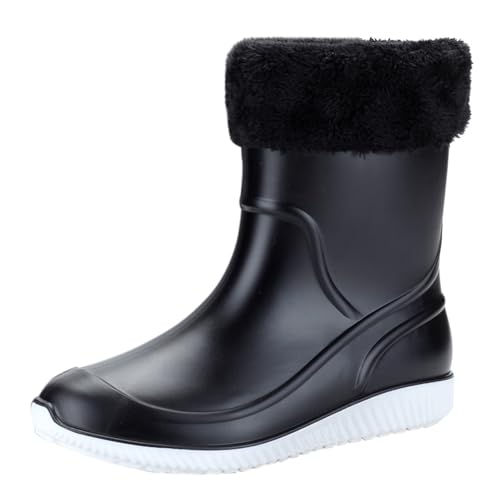 cfpqv Men's Spring Summer Autumn and Winter Short Sleeved Cotton Detachable and Washable Outdoor Fashion Work Fishing Car Wash Kitchen Non Slip Warm Rain Boots Schuhe Gegen Schweißfüße (White, 43) von cfpqv