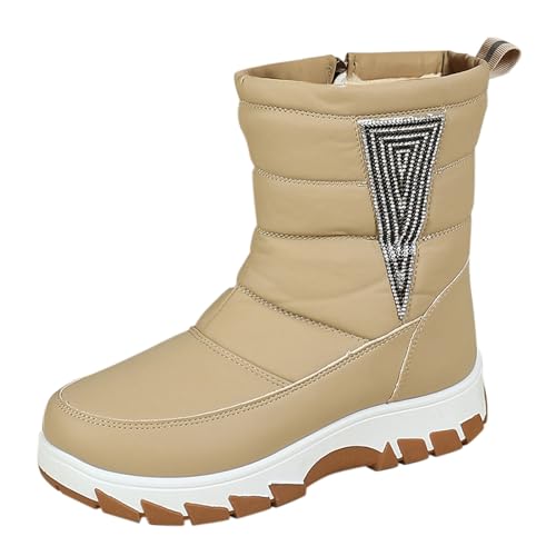 cfpqv Schneestiefel Damen Gefüttert Winterboots Winterstiefel Wasserdicht Kurzstiefel Thermostiefel Schlupfstiefel Warm Winter Stiefel Damenstiefel Stiefeletten Ankle Boots Arbeitsstiefel Halbstiefel von cfpqv