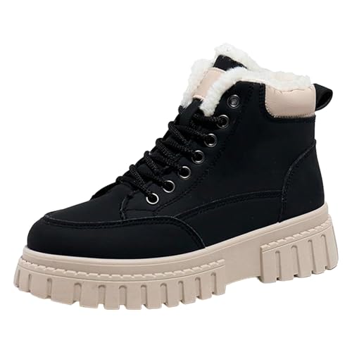 cfpqv Schnürstiefel Damen Gefütterte Springerstiefel Kampfstiefel Warm Schnürstiefeletten Winterstiefel Winterschuhe Winter Stiefeletten Arbeitsstiefel Wanderstiefel Trekkingstiefel Schnürboots von cfpqv