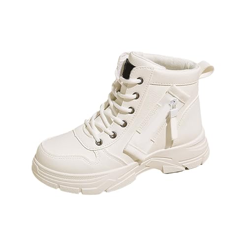 cfpqv Schnürstiefel Damen Kunstleder Kampfstiefel Springerstiefel Outdoor Schnürboots Damenstiefel Herbst Winter Schnürstiefeletten Arbeitsstiefel Wanderstiefel Trekkingstiefel Stiefeletten von cfpqv