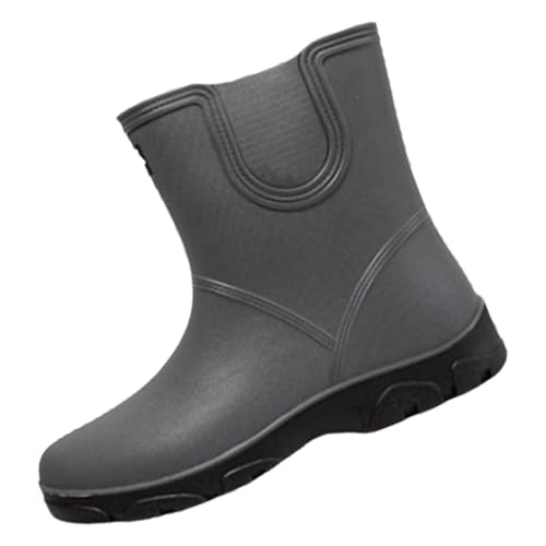 cfpqv Short Rain Boots for Womens Ankle Rainboot Slip On Garden Boot Ladies Rubber Outside Work with Comfort Damenschuhe Keilabsatz 37 (Grey, 37) von cfpqv
