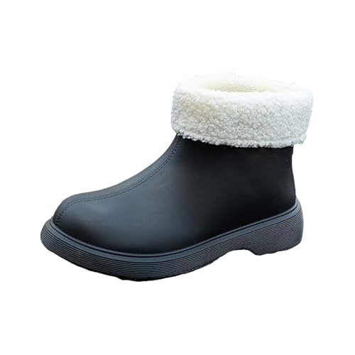 cfpqv Short Rain Boots for Womens Ankle Rainboot Slip On Garden Boot Ladies Rubber Outside Work with Comfort Damenschuhe Keilabsatz Getragen (Black, 38) von cfpqv