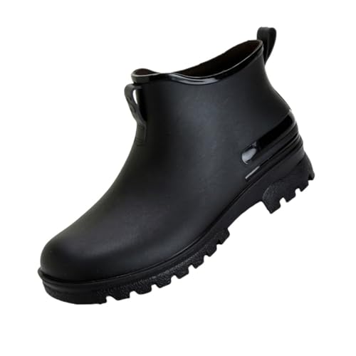 cfpqv Short Rain Boots for Womens Ankle Rainboot Slip On Garden Boot Ladies Rubber Outside Work with Comfort Damenschuhe Weite H Slipper (Black, 41) von cfpqv
