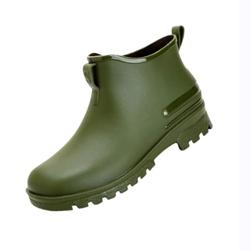 cfpqv Short Rain Boots for Womens Ankle Rainboot Slip On Garden Boot Ladies Rubber Outside Work with Comfort Damenschuhe Weite H Slipper (Green, 43) von cfpqv