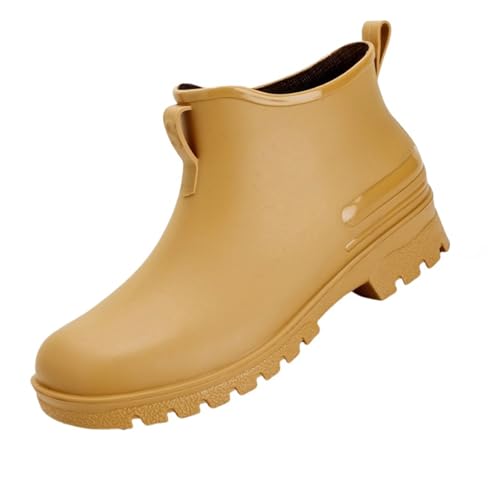 cfpqv Short Rain Boots for Womens Ankle Rainboot Slip On Garden Boot Ladies Rubber Outside Work with Comfort Damenschuhe Weite H Slipper (Khaki, 39) von cfpqv