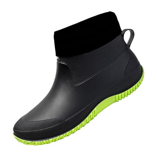 cfpqv Short Rain Boots for Womens Ankle Rainboot Slip On Garden Boot Ladies Rubber Outside Work with Comfort Kellner Schuhe Für Damen (Green, 41) von cfpqv