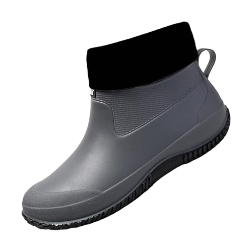 cfpqv Short Rain Boots for Womens Ankle Rainboot Slip On Garden Boot Ladies Rubber Outside Work with Comfort Kellner Schuhe Für Damen (Grey, 40) von cfpqv