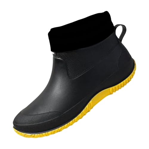 cfpqv Short Rain Boots for Womens Ankle Rainboot Slip On Garden Boot Ladies Rubber Outside Work with Comfort Kellner Schuhe Für Damen (Yellow, 41) von cfpqv