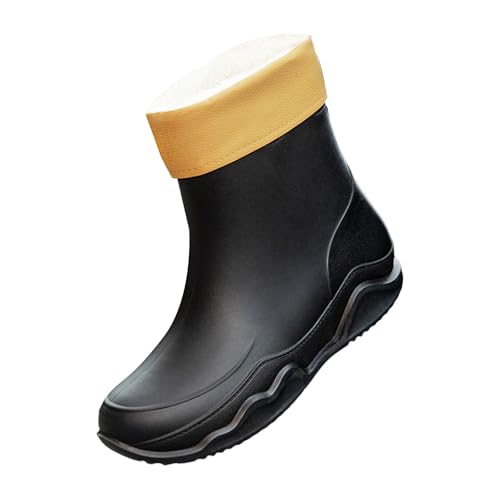 cfpqv Short Rain Boots for Womens Ankle Rainboot Slip On Garden Boot Ladies Rubber Outside Work with Comfort Krankenpflege Schuhe Damen (Black, 37) von cfpqv