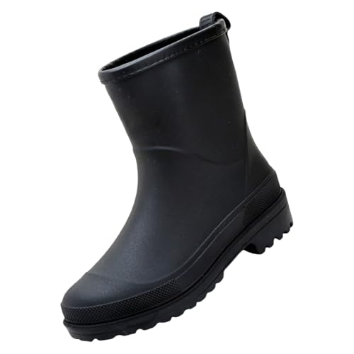 cfpqv Short Rain Boots for Womens Ankle Rainboot Slip On Garden Boot Ladies Rubber Outside Work with Comfort Regen Schuhe Damen (Black, 38) von cfpqv