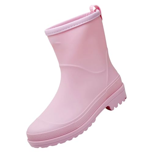 cfpqv Short Rain Boots for Womens Ankle Rainboot Slip On Garden Boot Ladies Rubber Outside Work with Comfort Regen Schuhe Damen (Pink, 38) von cfpqv