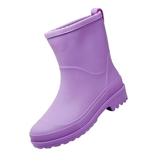 cfpqv Short Rain Boots for Womens Ankle Rainboot Slip On Garden Boot Ladies Rubber Outside Work with Comfort Regen Schuhe Damen (Purple, 40) von cfpqv