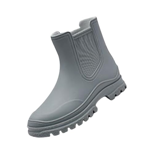cfpqv Short Rain Boots for Womens Ankle Rainboot Slip On Garden Boot Ladies Rubber Outside Work with Comfort Weiße Sneaker Schuhe Damen (Grey, 40) von cfpqv
