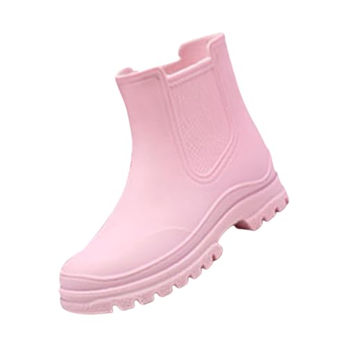 cfpqv Short Rain Boots for Womens Ankle Rainboot Slip On Garden Boot Ladies Rubber Outside Work with Comfort Weiße Sneaker Schuhe Damen (Red, 40) von cfpqv
