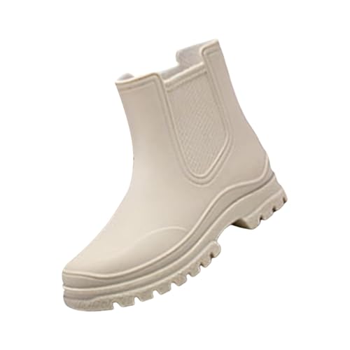 cfpqv Short Rain Boots for Womens Ankle Rainboot Slip On Garden Boot Ladies Rubber Outside Work with Comfort Weiße Sneaker Schuhe Damen (White, 41) von cfpqv