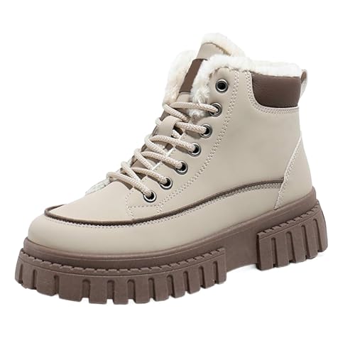 cfpqv Springerstiefel Damen Gefütterte Schnürstiefel Kampfstiefel Winterstiefel Winterschuhe Herbst Winter Schnürstiefeletten Wanderstiefel Trekkingstiefel Arbeitsstiefel Schnürboots Stiefeletten von cfpqv