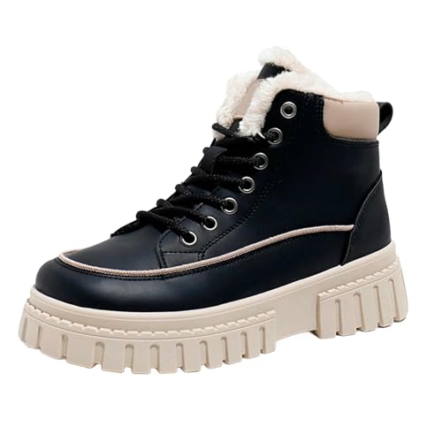 cfpqv Springerstiefel Damen Gefütterte Schnürstiefel Kampfstiefel Winterstiefel Winterschuhe Herbst Winter Schnürstiefeletten Wanderstiefel Trekkingstiefel Arbeitsstiefel Schnürboots Stiefeletten von cfpqv