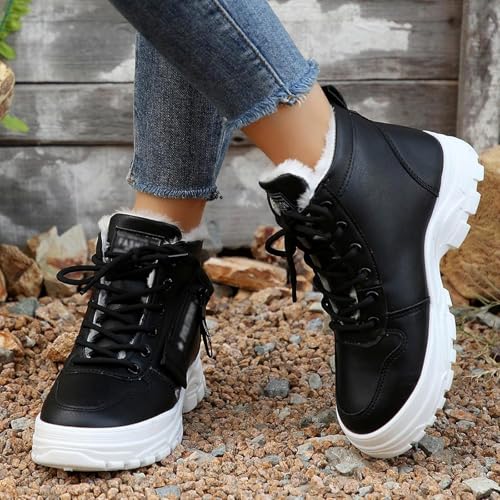 cfpqv Springerstiefel Damen Gefütterte Winterstiefel Herren Schnürstiefel Kampfstiefel Winterschuhe Schnürstiefeletten Winter Schnürboots Wanderstiefel Stiefeletten Trekkingstiefel Arbeitsstiefel von cfpqv