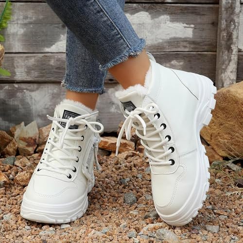 cfpqv Springerstiefel Damen Gefütterte Winterstiefel Herren Schnürstiefel Kampfstiefel Winterschuhe Schnürstiefeletten Winter Schnürboots Wanderstiefel Stiefeletten Trekkingstiefel Arbeitsstiefel von cfpqv