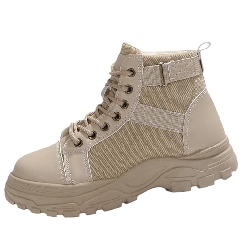 cfpqv Springerstiefel Damen Herren Kampfstiefel Schnürstiefel Plateau Stiefeletten Schnürstiefeletten Damenstiefel Herbst Winter Schnürboots Arbeitsstiefel Rutschfest Wanderstiefel Trekkingstiefel von cfpqv