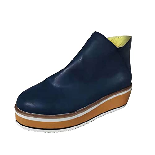 cfpqv Stiefeletten Damen Mit Absatz - Plateau Lederstiefel Damenstiefel Kurzstiefel Schlupfstiefel Herbst Winter Ankle Boots Arbeitsstiefel Freizeitschuhe Halbstiefel Wanderschuhe Trekkingschuhe von cfpqv