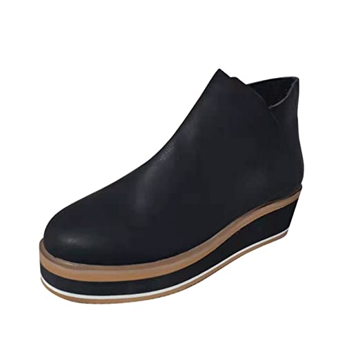 cfpqv Stiefeletten Damen Mit Absatz - Plateau Lederstiefel Damenstiefel Kurzstiefel Schlupfstiefel Herbst Winter Ankle Boots Arbeitsstiefel Freizeitschuhe Halbstiefel Wanderschuhe Trekkingschuhe von cfpqv