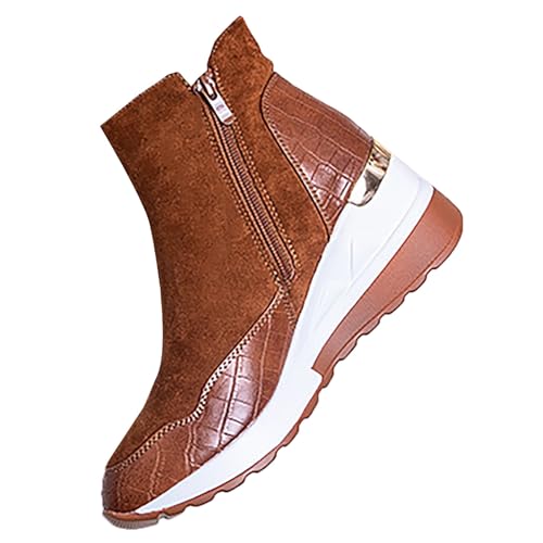 cfpqv Stiefeletten Damen Plateau Kurzstiefel Damenstiefel Schlupfstiefel Winterstiefel Winterboots Motorrad Biker Boots Herbst Winter Halbstiefel Schneestiefel Winterschuhe Arbeiten Ski Outdoor Boots von cfpqv