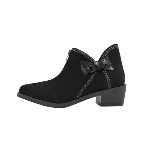 cfpqv Stiefeletten Damen Schwarz Westernstiefel Motorrad Biker Boots Arbeitsschuhe Vintage Damenstiefel Schlupfstiefel Herbst Winter Kurzschaft Stiefel Wildleder Freizeitschuhe Reitstiefel von cfpqv