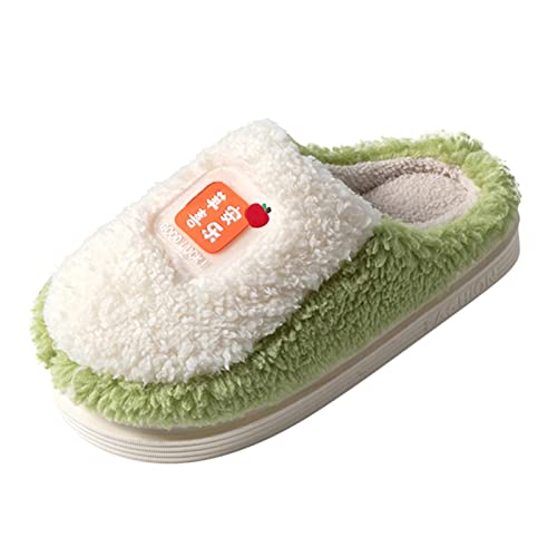 cfpqv Warme Hausschuhe Damen Mit Fester Sohle Plüsch Kuschel Pantoffeln Weiche Plüsch Wohnschuhe Hausschlappen Rutschfeste Sohle Winter Warme Slip-On Slippers Hüttenschuhe Für Drinnen Und Draussen von cfpqv