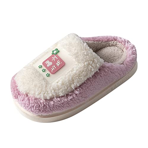 cfpqv Warme Hausschuhe Damen Mit Fester Sohle Plüsch Kuschel Pantoffeln Weiche Plüsch Wohnschuhe Hausschlappen Rutschfeste Sohle Winter Warme Slip-On Slippers Hüttenschuhe Für Drinnen Und Draussen von cfpqv