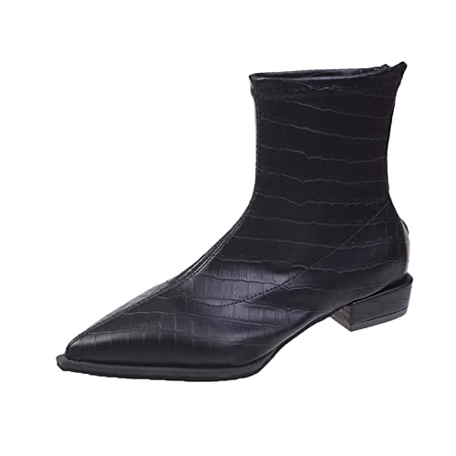 cfpqv Westernstiefel Damen Cowboystiefel Spitze Damenstiefel Motorrad Biker Boots Arbeitsschuhe Kunstleder Stiefeletten Mit Absatz Reitstiefel Schlupfstiefel Herbst Winter Kurzschaft Stiefel von cfpqv