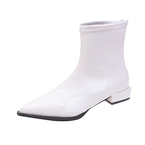 cfpqv Westernstiefel Damen Cowboystiefel Spitze Damenstiefel Motorrad Biker Boots Arbeitsschuhe Kunstleder Stiefeletten Mit Absatz Reitstiefel Schlupfstiefel Herbst Winter Kurzschaft Stiefel von cfpqv