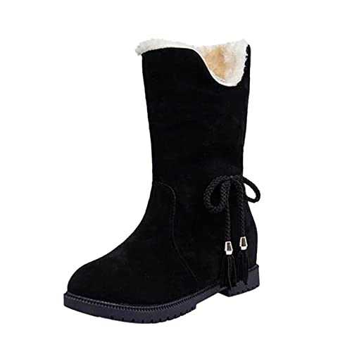 cfpqv Westernstiefel Damen Wildleder Stiefeletten Gefüttert Winterstiefel Damenstiefel Plüsch Warm Winterboots Kurzstiefel Cowboystiefel Ankle Boots Herbst Winter Arbeitsstiefel Halbstiefel von cfpqv