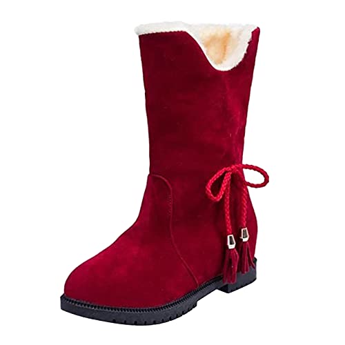 cfpqv Westernstiefel Damen Wildleder Stiefeletten Gefüttert Winterstiefel Damenstiefel Plüsch Warm Winterboots Kurzstiefel Cowboystiefel Ankle Boots Herbst Winter Arbeitsstiefel Halbstiefel von cfpqv