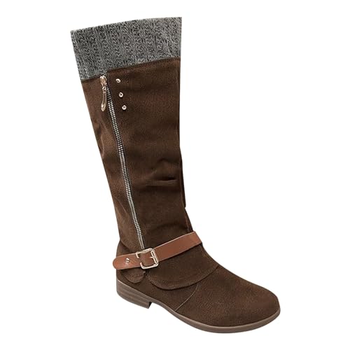 cfpqv Westernstiefel Damen Wildleder Stiefeletten Reitstiefel Mit Reißverschluss Cowboystiefel Schlupfstiefel Motorrad Biker Boots Damenstiefel Rutschfest Arbeitsstiefel Herbst Winter Halbstiefel von cfpqv
