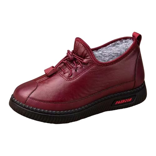 cfpqv Winterboots Damen Gefütter, Winterschuhe Warm Lederschuhe Arbeitsschuhe Rutschfest Wanderschuhe Trekkingschuhe Low Top Halbschuhe Sneaker Thermoschuhe Kurzstiefel Winter Boots Freizeitschuhe von cfpqv