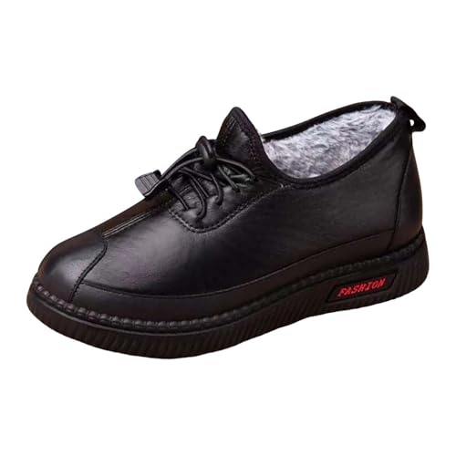 cfpqv Winterboots Damen Gefütter, Winterschuhe Warm Lederschuhe Arbeitsschuhe Rutschfest Wanderschuhe Trekkingschuhe Low Top Halbschuhe Sneaker Thermoschuhe Kurzstiefel Winter Boots Freizeitschuhe von cfpqv