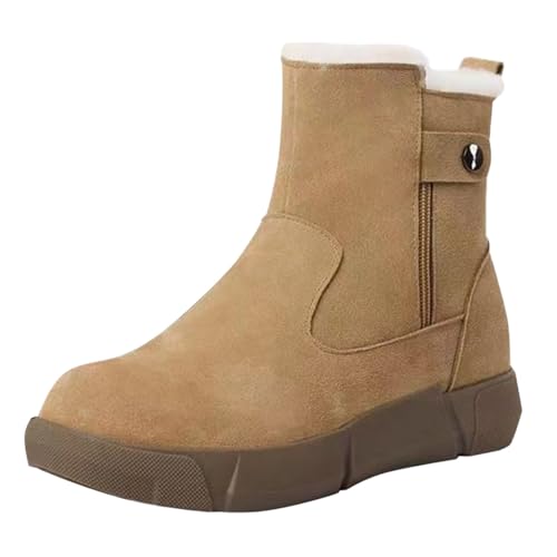 cfpqv Winterboots Damen Gefüttert, Winterstiefel Wildleder Stiefeletten Westernstiefel Warm Ankle Boots Kurzstiefel Damenstiefel Winter Stiefel Schlupfstiefel Arbeitsschuhe Halbstiefel Thermostiefel von cfpqv