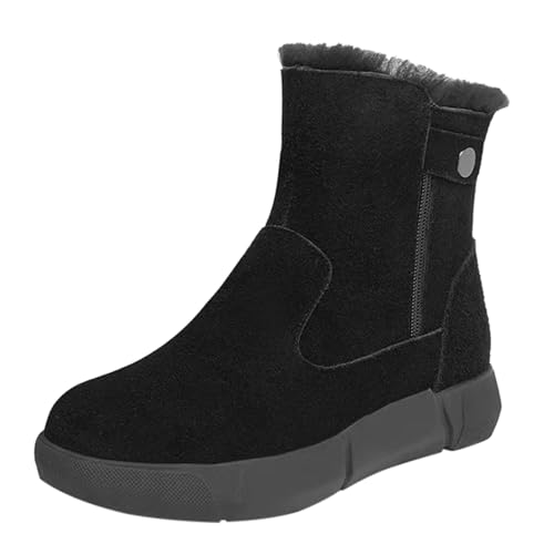 cfpqv Winterboots Damen Gefüttert, Winterstiefel Wildleder Stiefeletten Westernstiefel Warm Ankle Boots Kurzstiefel Damenstiefel Winter Stiefel Schlupfstiefel Arbeitsschuhe Halbstiefel Thermostiefel von cfpqv