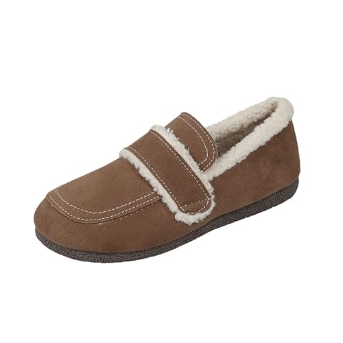 cfpqv Winterboots Damen Gefüttert Winterschuhe Slip On Schuhe Pantoletten Plüsch Slipper Flache Schuhe Winter Warm Hausschuhe Schlupfstiefel Leichte Frottee Halbschuhe Low Top Sneaker Gr.35-42 von cfpqv