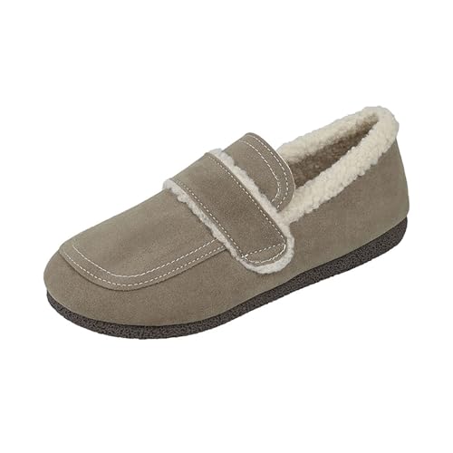 cfpqv Winterboots Damen Gefüttert Winterschuhe Slip On Schuhe Pantoletten Plüsch Slipper Flache Schuhe Winter Warm Hausschuhe Schlupfstiefel Leichte Frottee Halbschuhe Low Top Sneaker Gr.35-42 von cfpqv