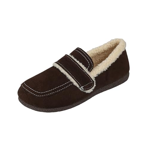 cfpqv Winterboots Damen Gefüttert Winterschuhe Slip On Schuhe Pantoletten Plüsch Slipper Flache Schuhe Winter Warm Hausschuhe Schlupfstiefel Leichte Frottee Halbschuhe Low Top Sneaker Gr.35-42 von cfpqv