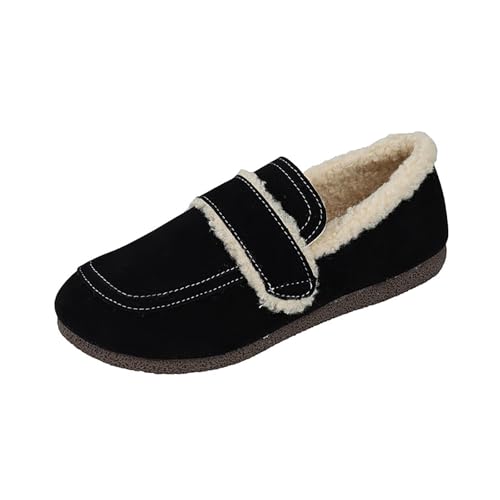 cfpqv Winterboots Damen Gefüttert Winterschuhe Slip On Schuhe Pantoletten Plüsch Slipper Flache Schuhe Winter Warm Hausschuhe Schlupfstiefel Leichte Frottee Halbschuhe Low Top Sneaker Gr.35-42 von cfpqv