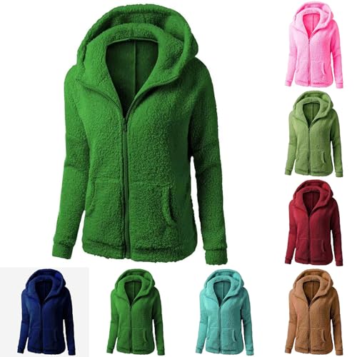 cfpqv Winterjacke Damen Teddyjacke Fleecejacke Warm Winter Teddyjacke Mit Reißverschluss Kapuzenjacke Thermal Teddy Wintermantel Flauschig Plüschjacke Warme Mit Kapuze Fleecejacke Damen Winter von cfpqv